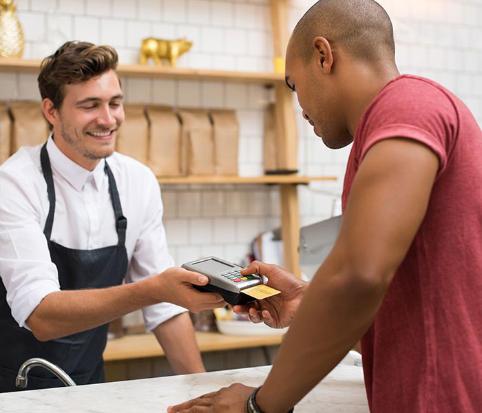 customer paying with credit card